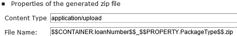 Properties of a Generated Zip File