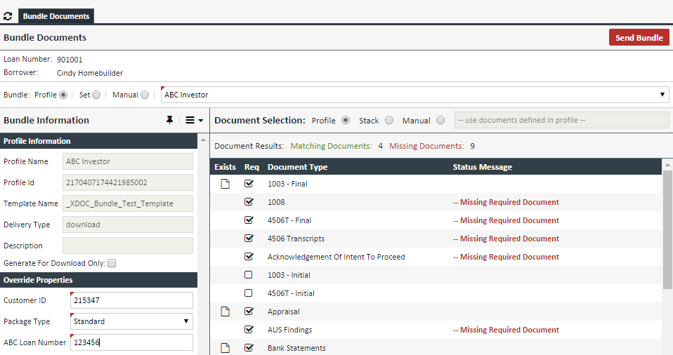 Bundle Documents Override Settings